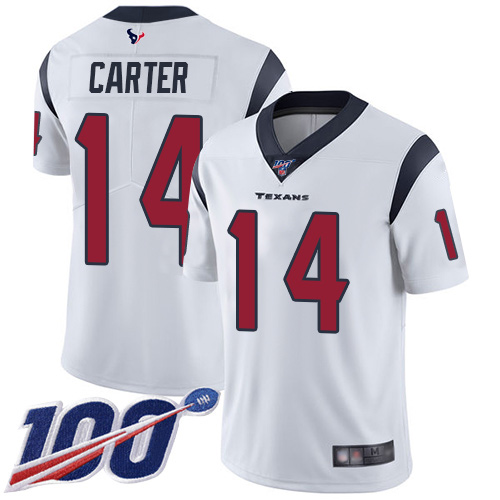 Houston Texans Limited White Men DeAndre Carter Road Jersey NFL Football #14 100th Season Vapor Untouchable->youth nfl jersey->Youth Jersey
